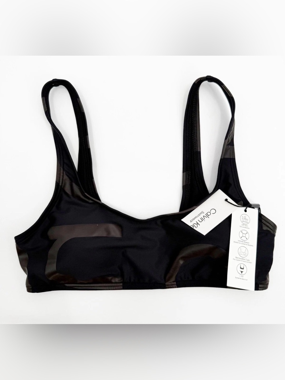 Calvin Klein Black Logo-Detail Swim-Sports Bralette